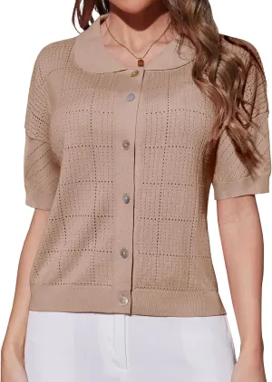 DRESSTELLS Women's Summer Cardigans 2025 Spring Tops Knit Short Sleeve Blouse Business Casual Tops 2025