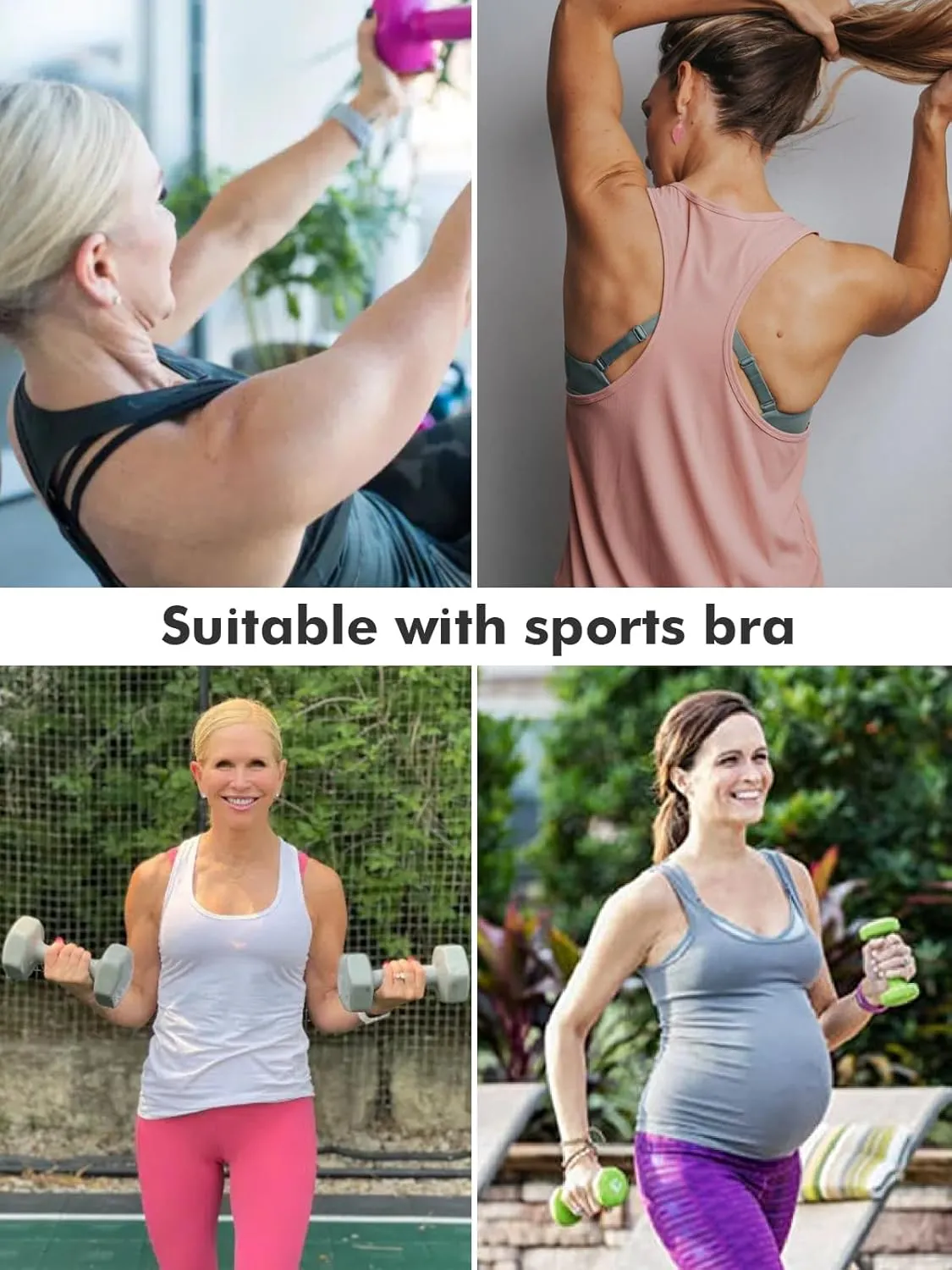 Ecavus Women's Maternity Tank Tops Seamless Racerback Sleeveless Workout Athletic Yoga Tops Pregnancy Shirt