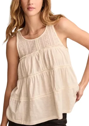 Esmeling Women Summer Tank Tops Sleeveless Lace Ruffle Tiered Tunic Shirts Flowy Swing Babydoll Tops