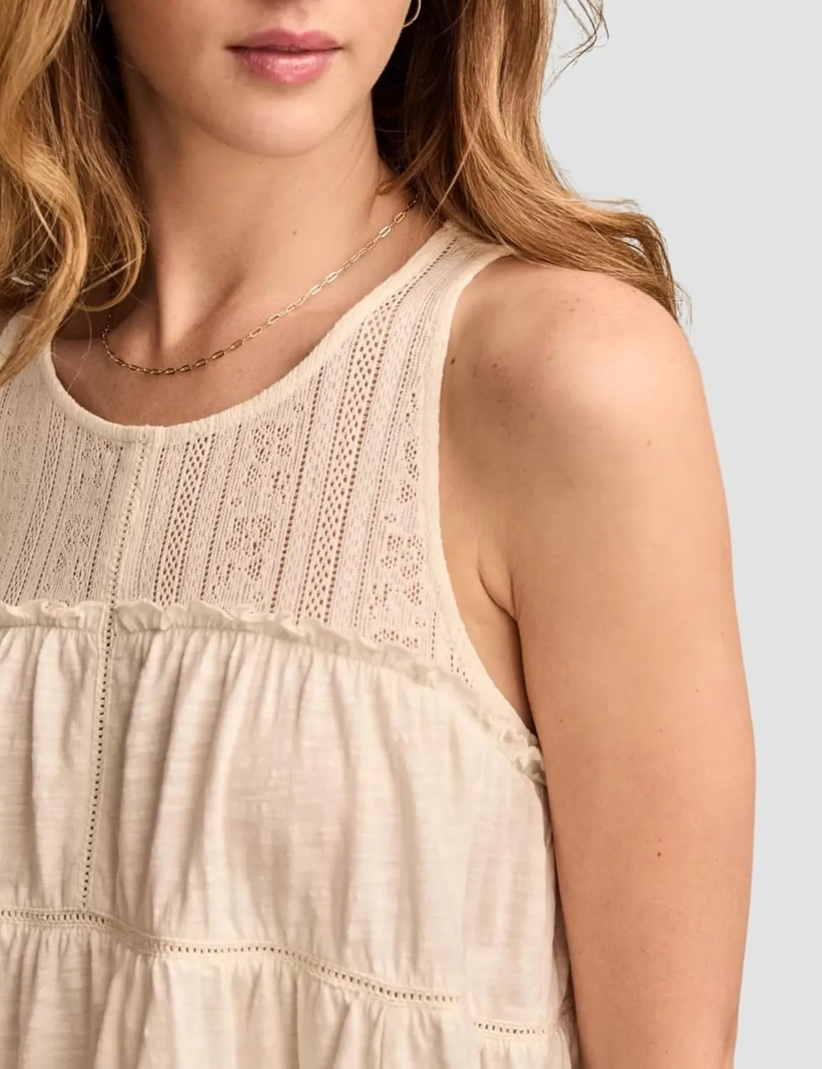 Esmeling Women Summer Tank Tops Sleeveless Lace Ruffle Tiered Tunic Shirts Flowy Swing Babydoll Tops