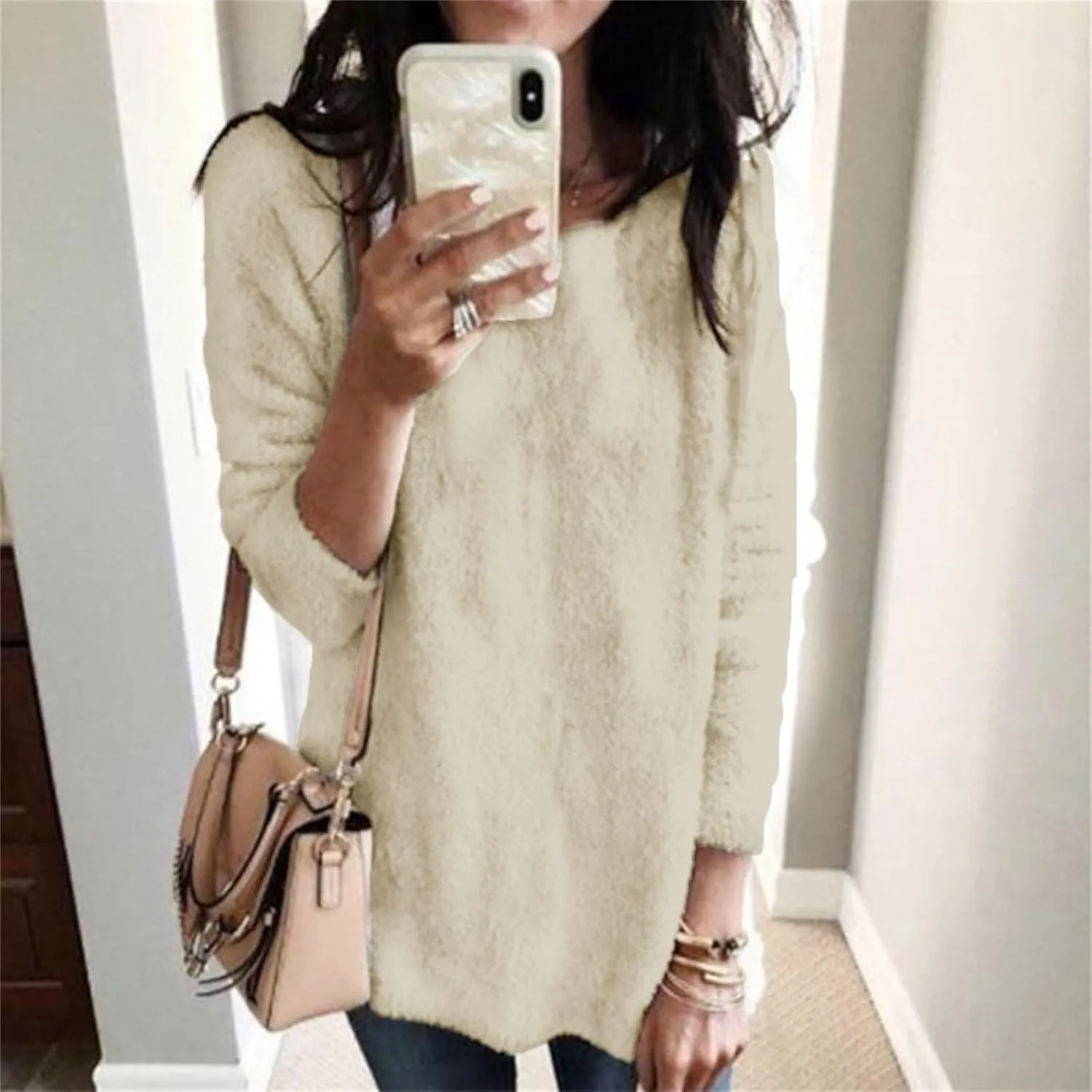 Fall Sweaters for Women Winter Coat Fleece Thickening Plus Size Coat Jacket Casual Plus Size Long Sleeve Loose Top