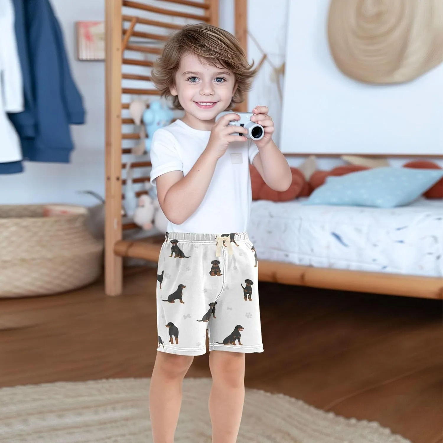 Fisyme Baby Boys Shorts Elastic Waist Cotton Casual Athletic Shorts Toddler Kids Pants 2T-5T