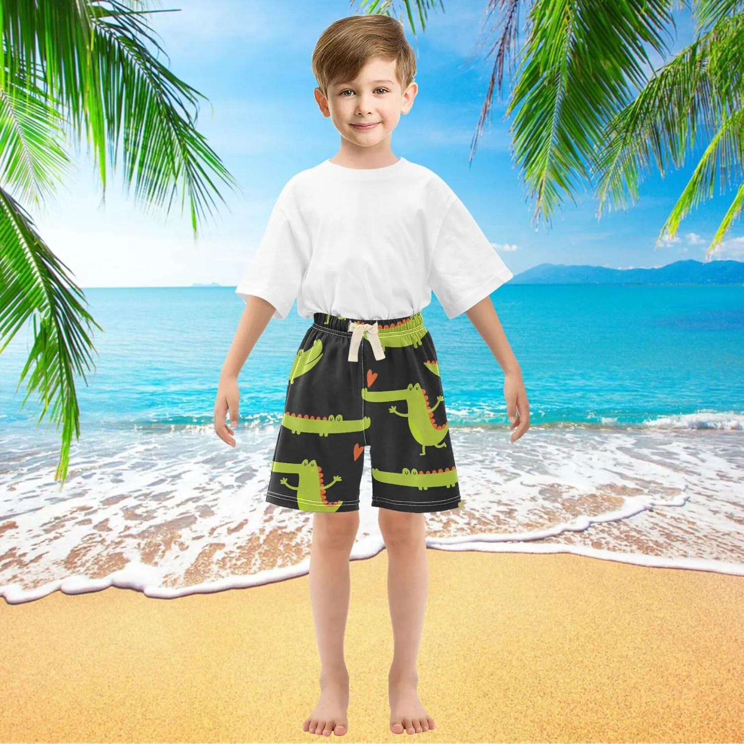 Fisyme Baby Boys Shorts Elastic Waist Cotton Casual Athletic Shorts Toddler Kids Pants 2T-5T