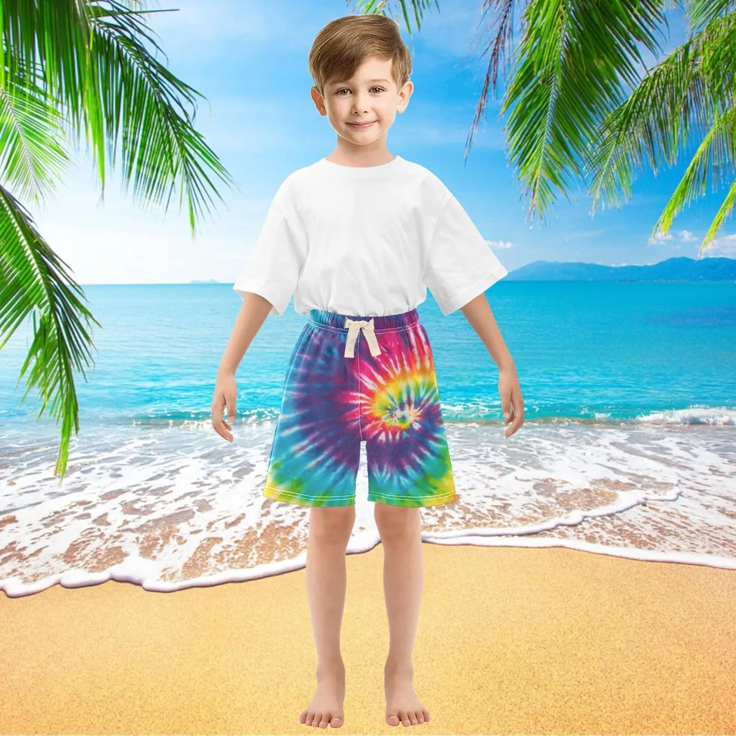 Fisyme Baby Boys Shorts Elastic Waist Cotton Casual Athletic Shorts Toddler Kids Pants 2T-5T