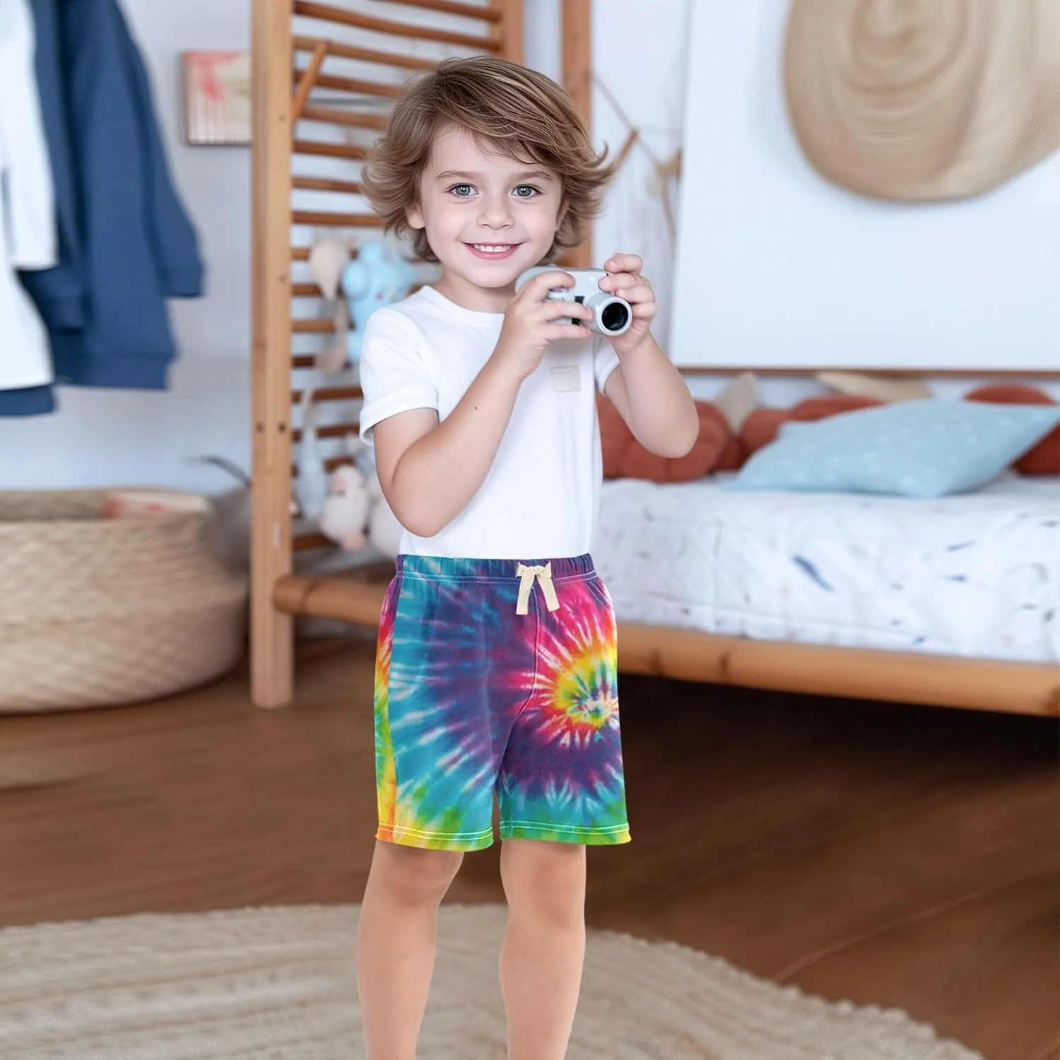 Fisyme Baby Boys Shorts Elastic Waist Cotton Casual Athletic Shorts Toddler Kids Pants 2T-5T
