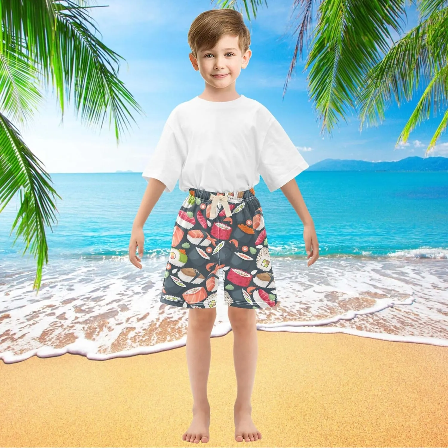 Fisyme Baby Boys Shorts Elastic Waist Cotton Casual Athletic Shorts Toddler Kids Pants 2T-5T