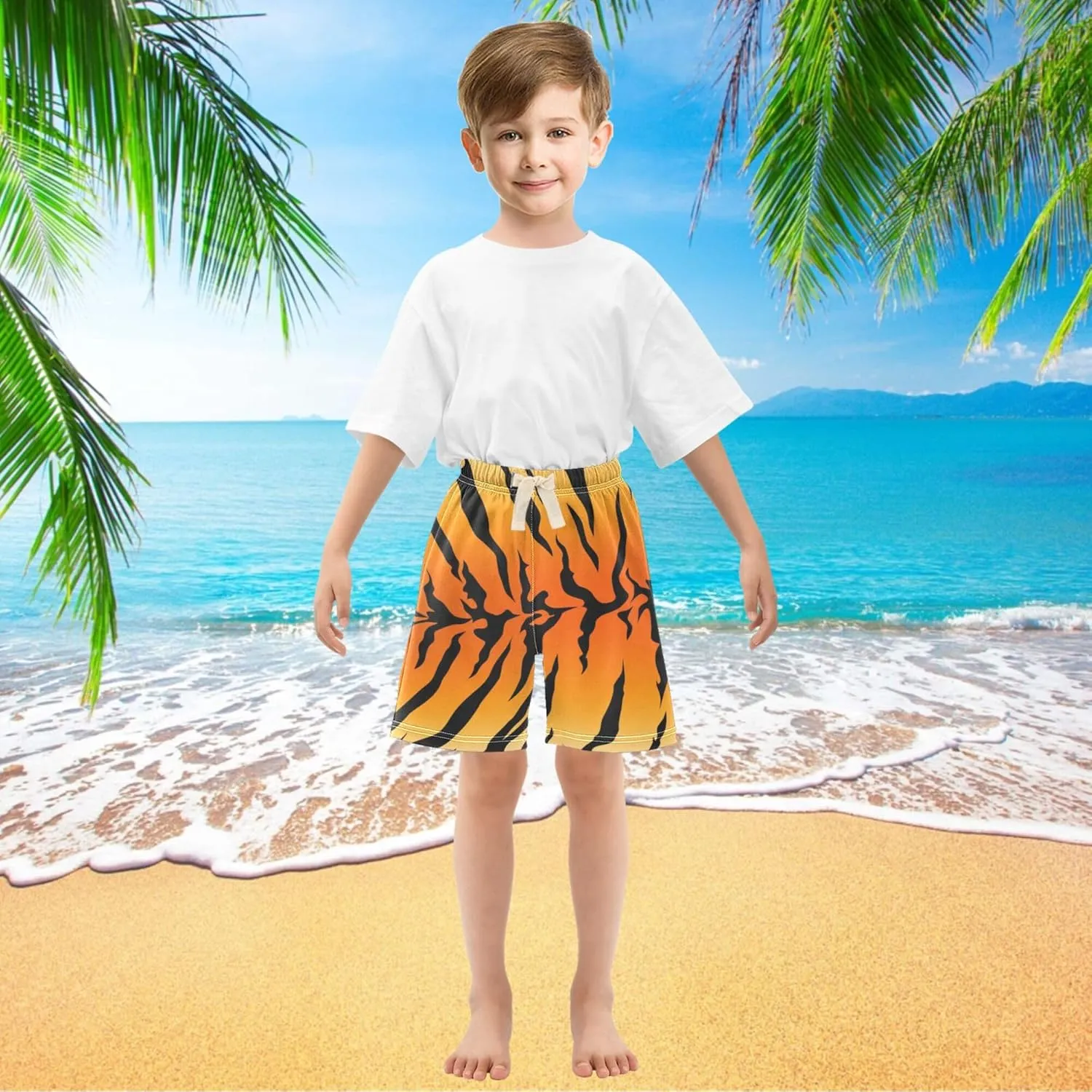 Fisyme Baby Boys Shorts Elastic Waist Cotton Casual Athletic Shorts Toddler Kids Pants 2T-5T