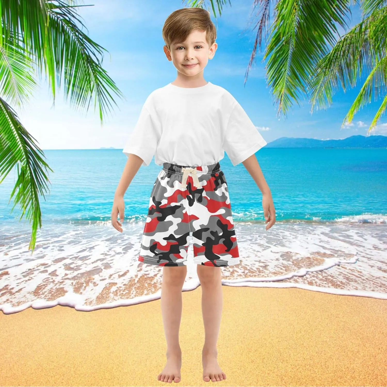 Fisyme Baby Boys Shorts Elastic Waist Cotton Casual Athletic Shorts Toddler Kids Pants 2T-5T