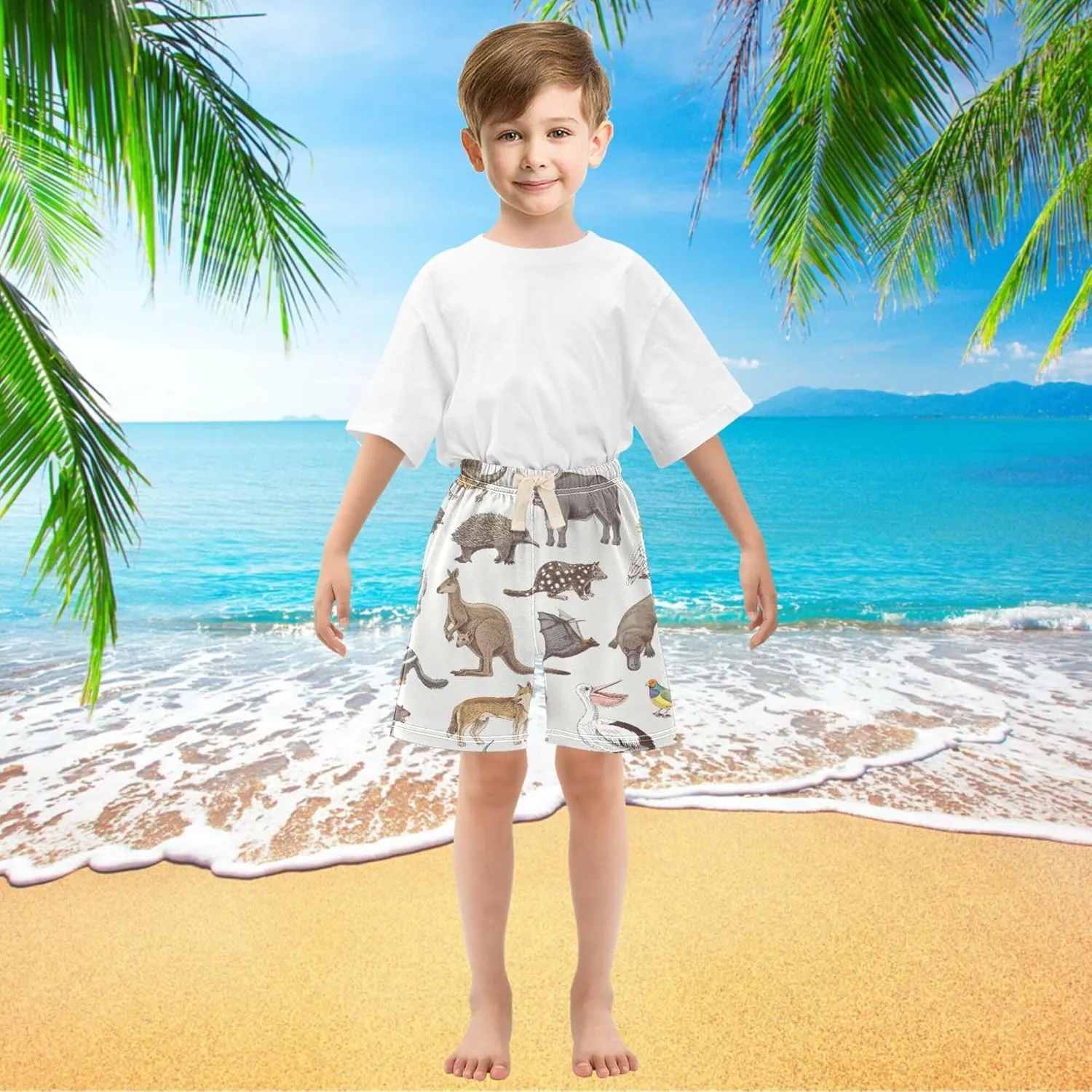 Fisyme Baby Boys Shorts Elastic Waist Cotton Casual Athletic Shorts Toddler Kids Pants 2T-5T