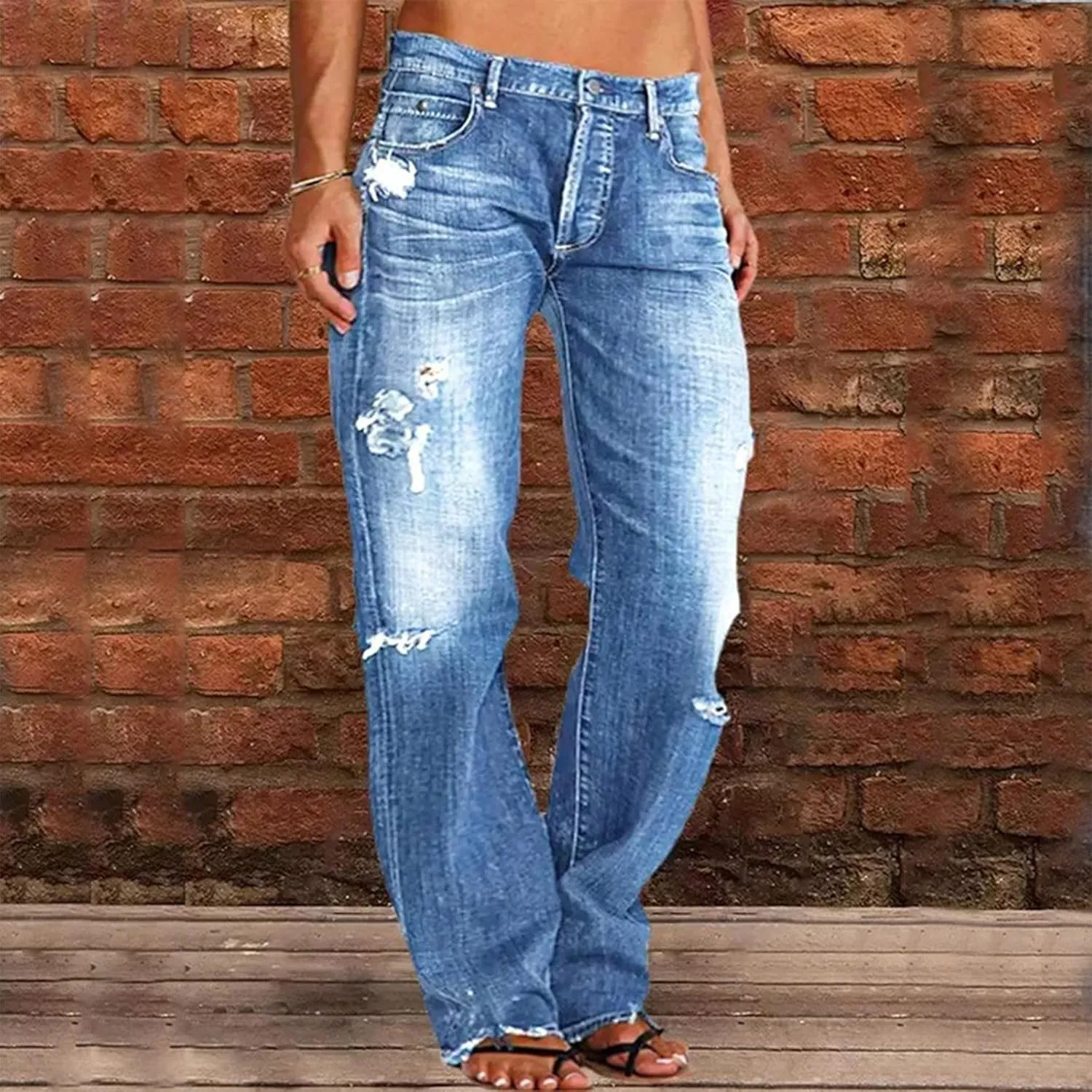 Flare Jeans for Women High Rise Button Loose Fit Denim Pants Comfortable Streetwear Mom Stretch Jeans for Women Curvy
