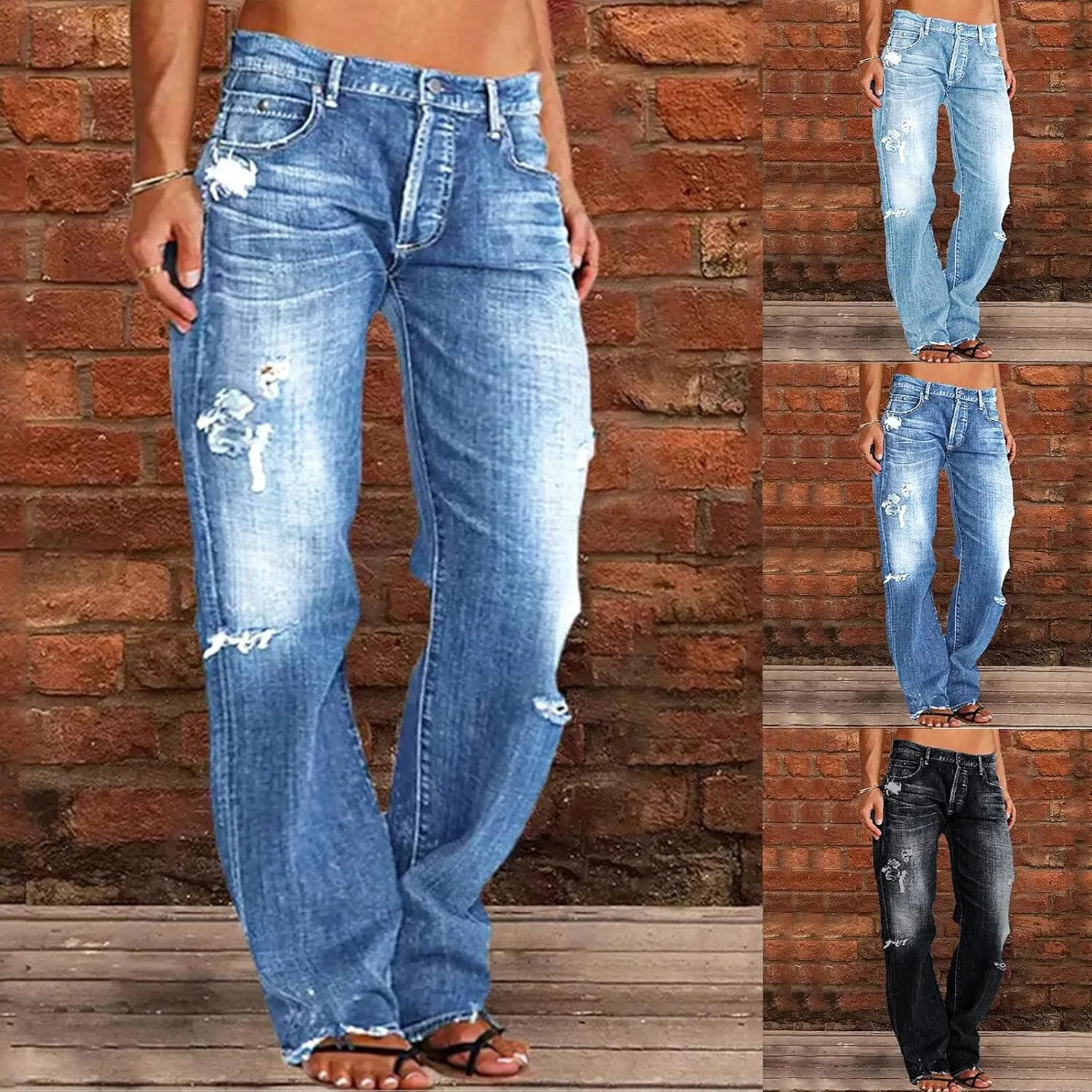Flare Jeans for Women High Rise Button Loose Fit Denim Pants Comfortable Streetwear Mom Stretch Jeans for Women Curvy