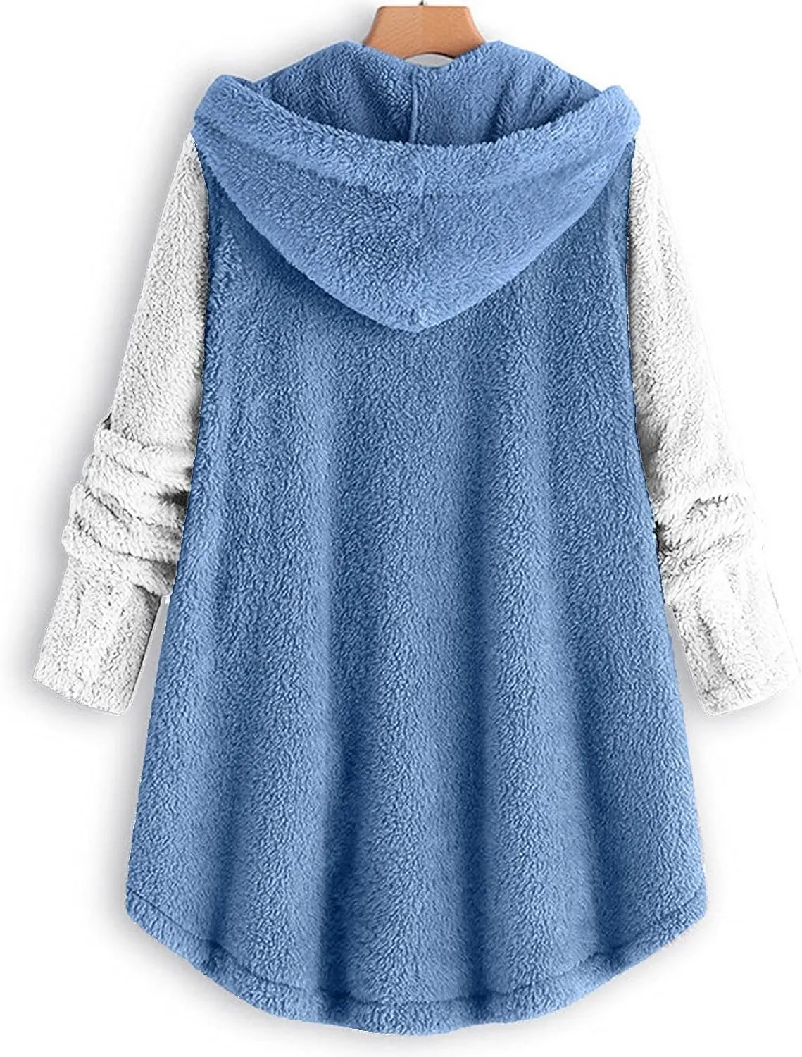 Fleece Jacket Women Button Hem Plus Size Hoodie Top Sweater Blouse Oversized Fluffy Outerwear para Coats