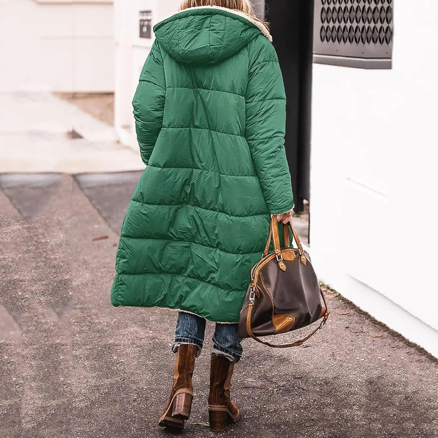 Fleece Jackets for Women Casual Zip Up Solid Color Reversible Teddy Long Coat Womens Padded Heavyweight Soft Jacket