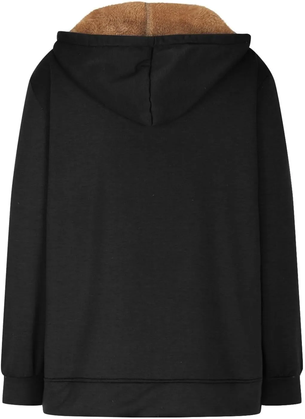Fleece Lined Zip Up Hoodie Women Plus Size Hooded Sweatshirt Fuzzy Sherpa Lined Jacket Casual Drawstring Winter Coats