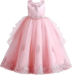 Flower Girl's Dress Princess Puffy Tulle Dresses Bridesmaid Wedding Communion Birthday Party Pageant Maxi Prom Gown for Kids