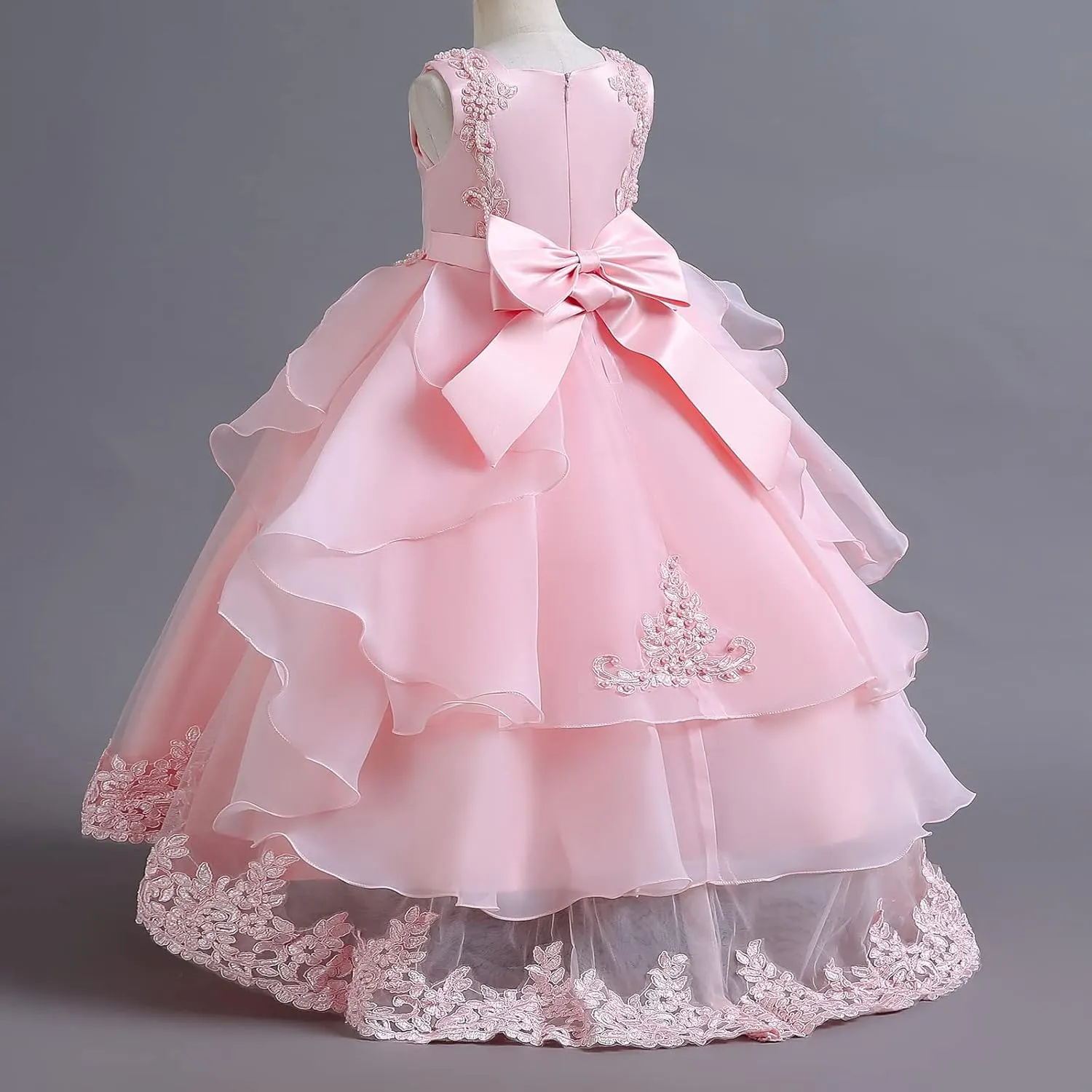 Flower Girl's Dress Princess Puffy Tulle Dresses Bridesmaid Wedding Communion Birthday Party Pageant Maxi Prom Gown for Kids