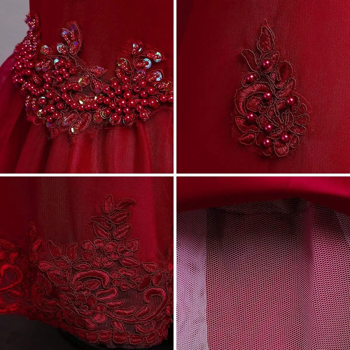 Flower Girl's Dress Princess Puffy Tulle Dresses Bridesmaid Wedding Communion Birthday Party Pageant Maxi Prom Gown for Kids