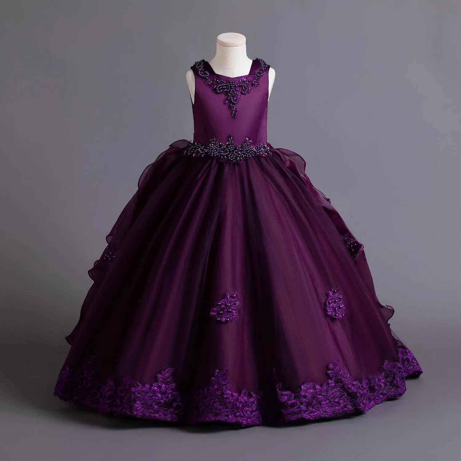 Flower Girl's Dress Princess Puffy Tulle Dresses Bridesmaid Wedding Communion Birthday Party Pageant Maxi Prom Gown for Kids