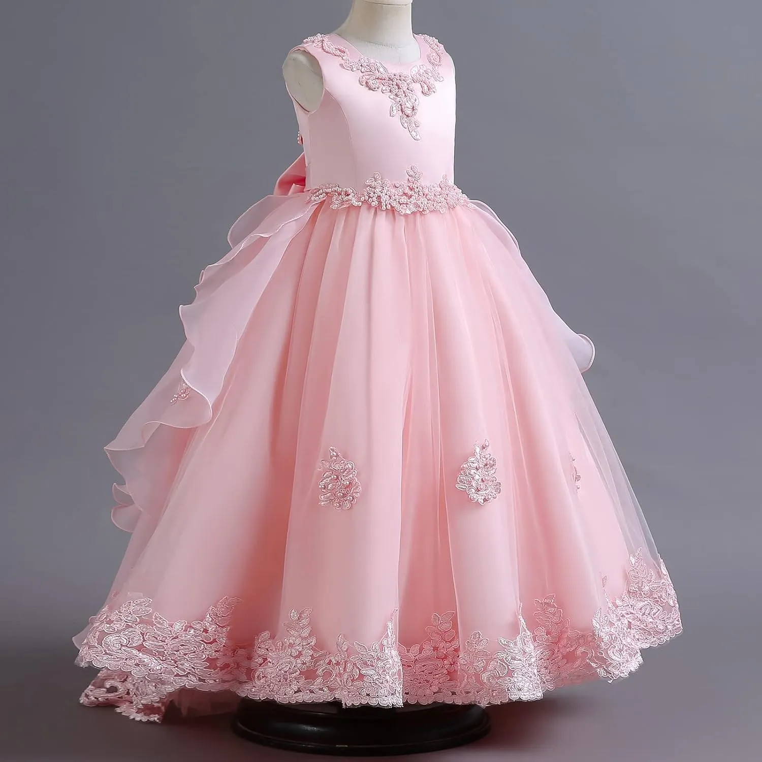 Flower Girl's Dress Princess Puffy Tulle Dresses Bridesmaid Wedding Communion Birthday Party Pageant Maxi Prom Gown for Kids