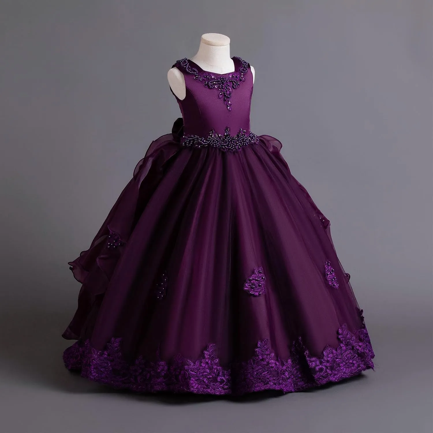 Flower Girl's Dress Princess Puffy Tulle Dresses Bridesmaid Wedding Communion Birthday Party Pageant Maxi Prom Gown for Kids