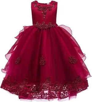 Flower Girl's Dress Princess Puffy Tulle Dresses Bridesmaid Wedding Communion Birthday Party Pageant Maxi Prom Gown for Kids