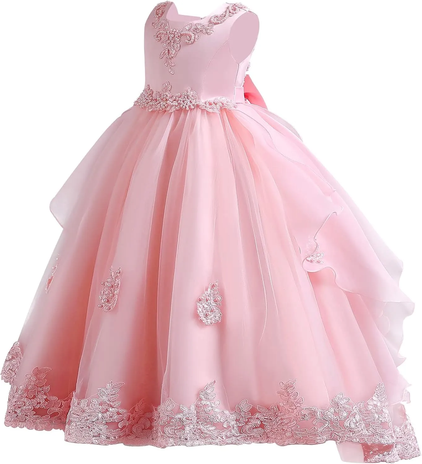 Flower Girl's Dress Princess Puffy Tulle Dresses Bridesmaid Wedding Communion Birthday Party Pageant Maxi Prom Gown for Kids