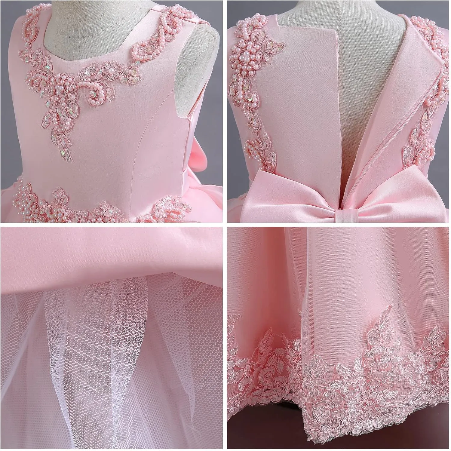Flower Girl's Dress Princess Puffy Tulle Dresses Bridesmaid Wedding Communion Birthday Party Pageant Maxi Prom Gown for Kids