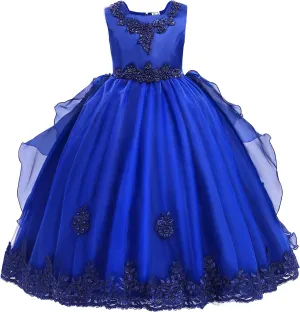 Flower Girl's Dress Princess Puffy Tulle Dresses Bridesmaid Wedding Communion Birthday Party Pageant Maxi Prom Gown for Kids