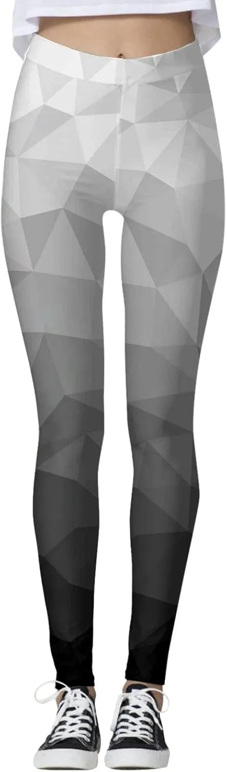 Full Length Women's Leggings Colorful Geometric Print Leggings Hiking Running Pants Pockets Thermal Velvet Winter