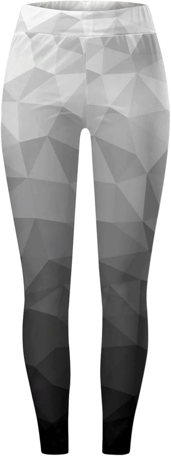 Full Length Women's Leggings Colorful Geometric Print Leggings Hiking Running Pants Pockets Thermal Velvet Winter