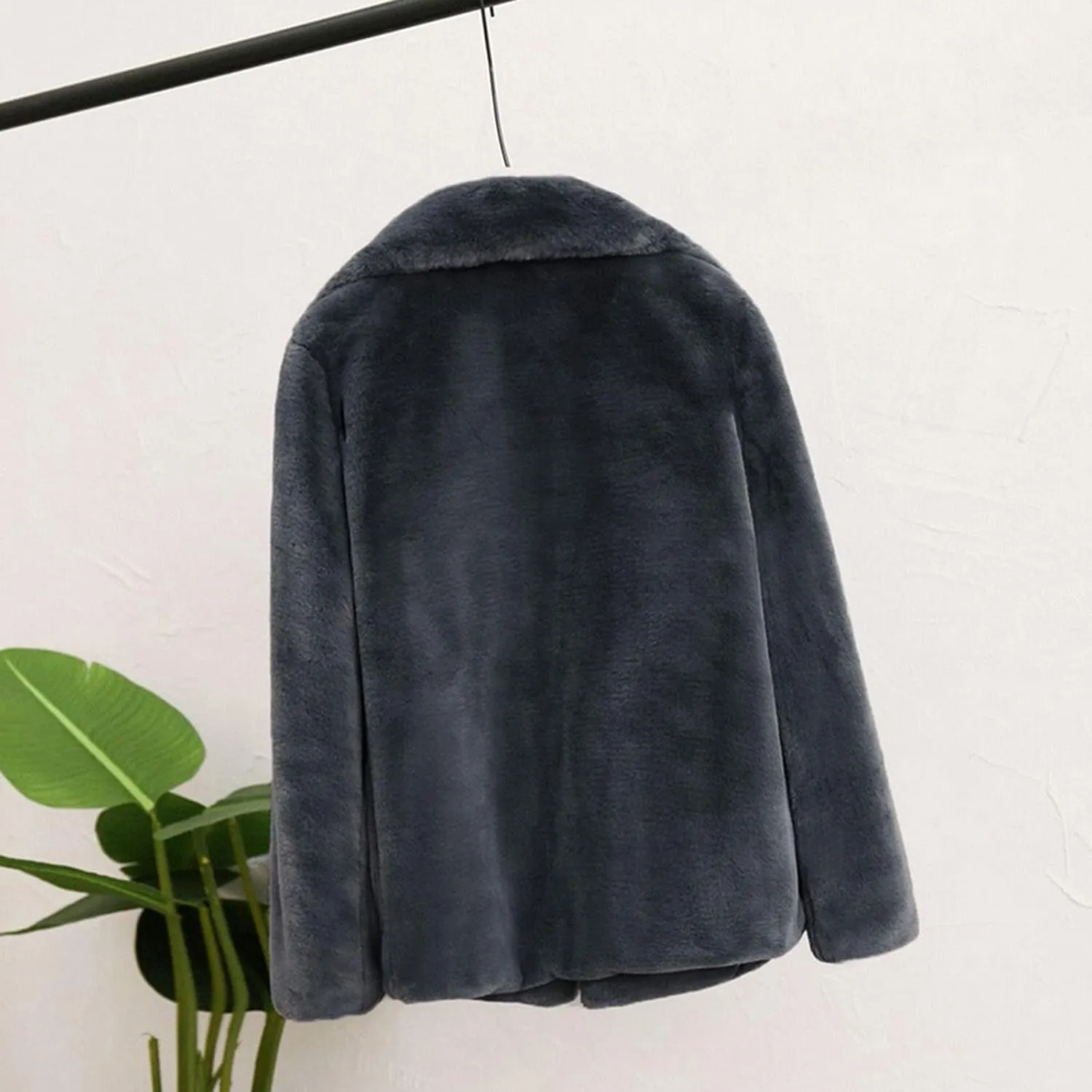 Fuzzy Fleece Jacket for Women Sherpa Lined Solid Color Fashion Warm Winter Coats Cropped Trench Cardigan Outwear Tops