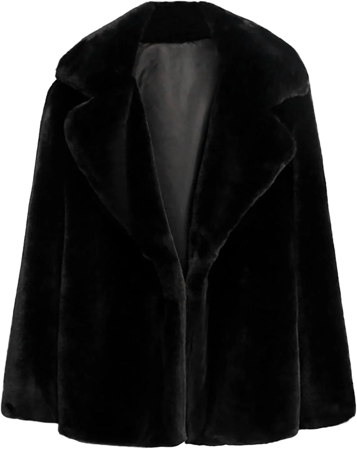 Fuzzy Fleece Jacket for Women Sherpa Lined Solid Color Fashion Warm Winter Coats Cropped Trench Cardigan Outwear Tops