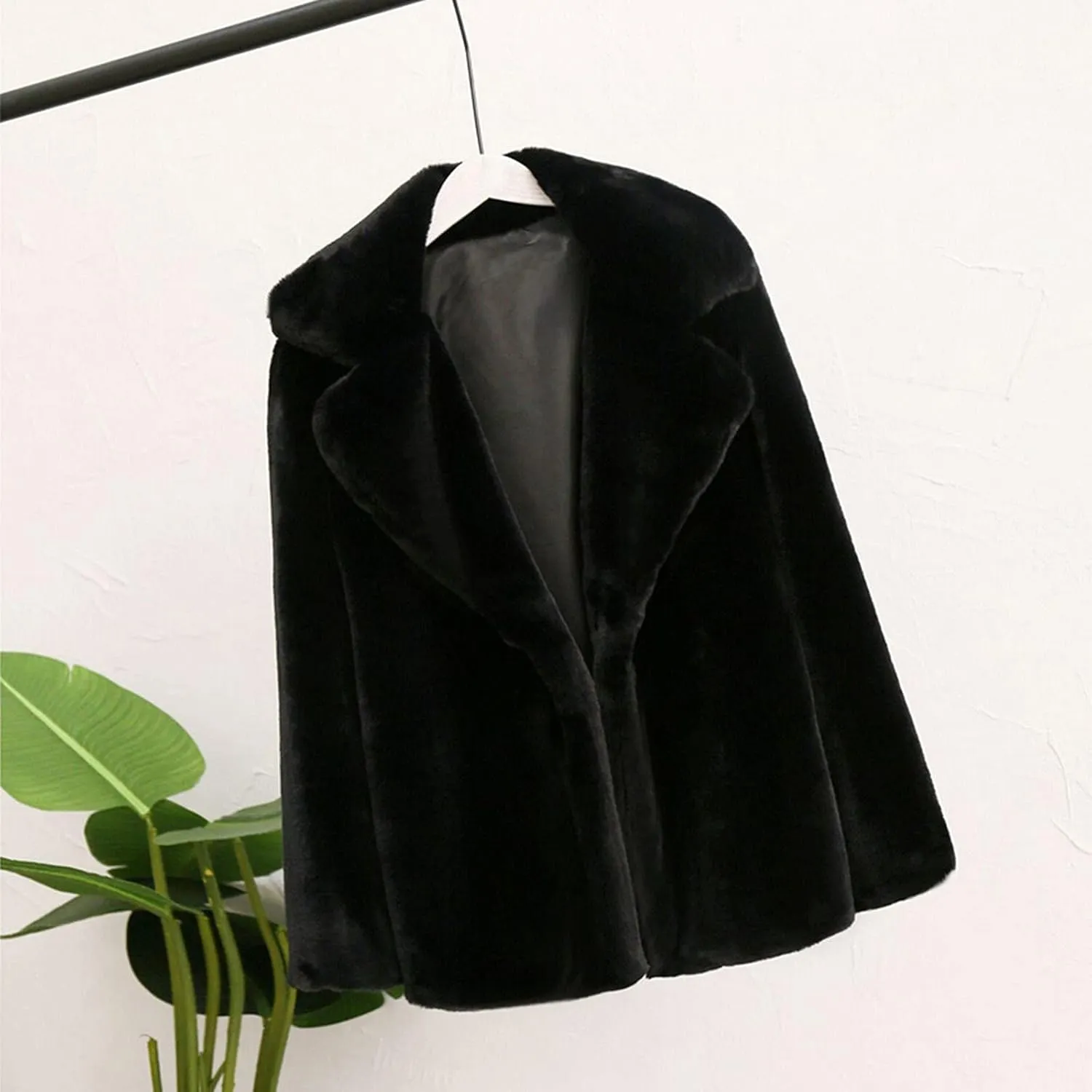 Fuzzy Fleece Jacket for Women Sherpa Lined Solid Color Fashion Warm Winter Coats Cropped Trench Cardigan Outwear Tops