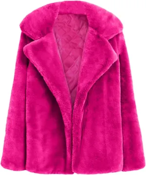 Fuzzy Fleece Jacket for Women Sherpa Lined Solid Color Fashion Warm Winter Coats Cropped Trench Cardigan Outwear Tops
