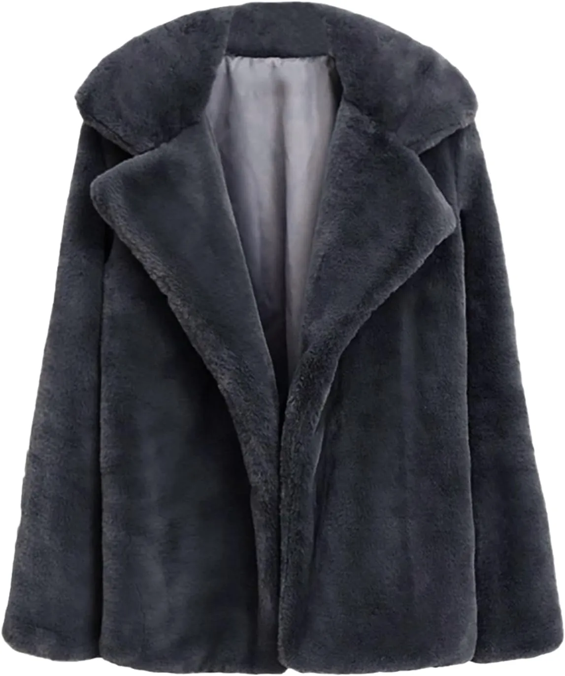 Fuzzy Fleece Jacket for Women Sherpa Lined Solid Color Fashion Warm Winter Coats Cropped Trench Cardigan Outwear Tops
