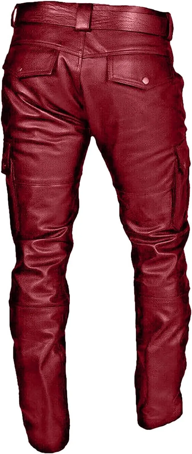 GIERIDUC Men's Faux Leather Pants Mens Extra Long Length Pyjama Bottoms Men's Pants with Long Crotch Grey Sweatpants for Men