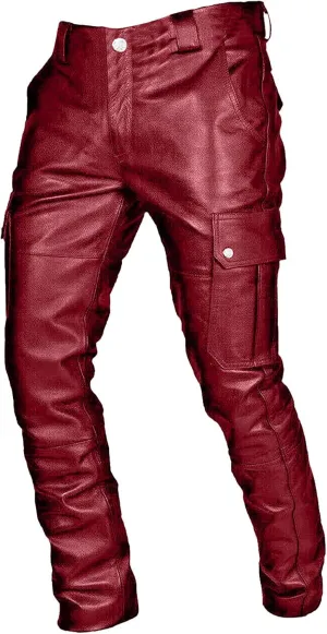 GIERIDUC Men's Faux Leather Pants Mens Extra Long Length Pyjama Bottoms Men's Pants with Long Crotch Grey Sweatpants for Men