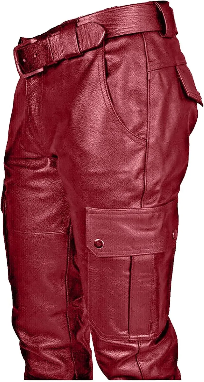 GIERIDUC Men's Faux Leather Pants Mens Extra Long Length Pyjama Bottoms Men's Pants with Long Crotch Grey Sweatpants for Men