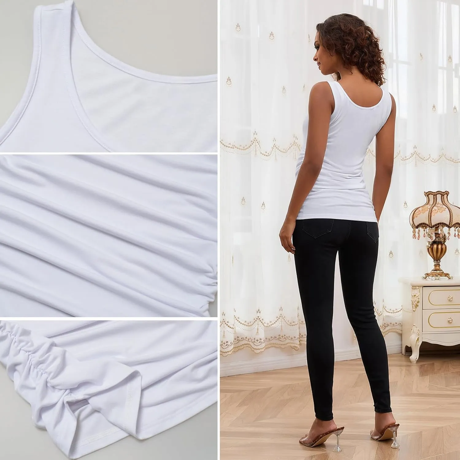 GINKANA Maternity Tank Tops Sleeveless Ruched Basic Tops Maternity Shirt Vest Mama Clothes