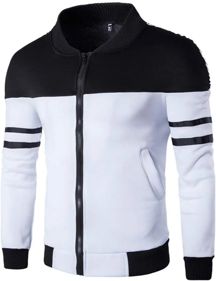 GOKKILRW Mens Varsity Baseball Jacket Bomber Coats Casual Outdoors Patchwork Slim Fit Sports Running Outwear Motorcycle Coat