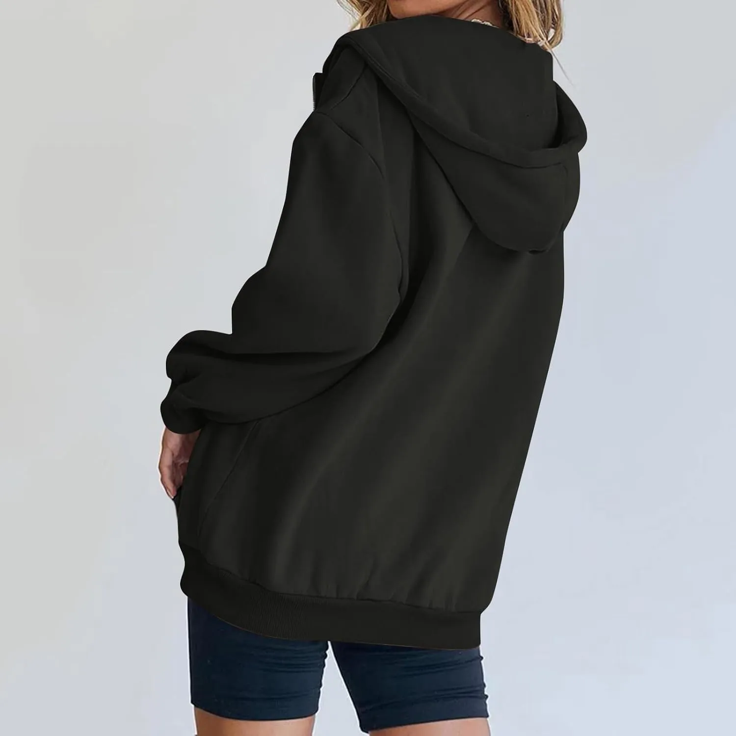 Half Zip Hoodies for Women Trendy Fleece Long Sleeve Oversized Sweatshirt Preppy Cute Pullover Sweaters with Pockets