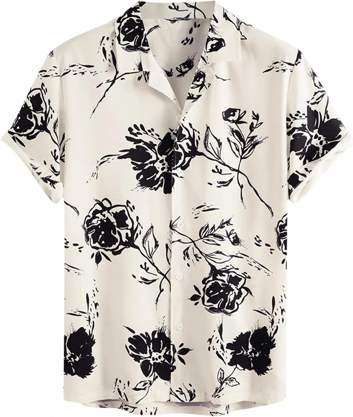 Hawaiian Shirts for Men Printed Flower Casual Button Down Short Sleeve Beach Party Holiday Tops