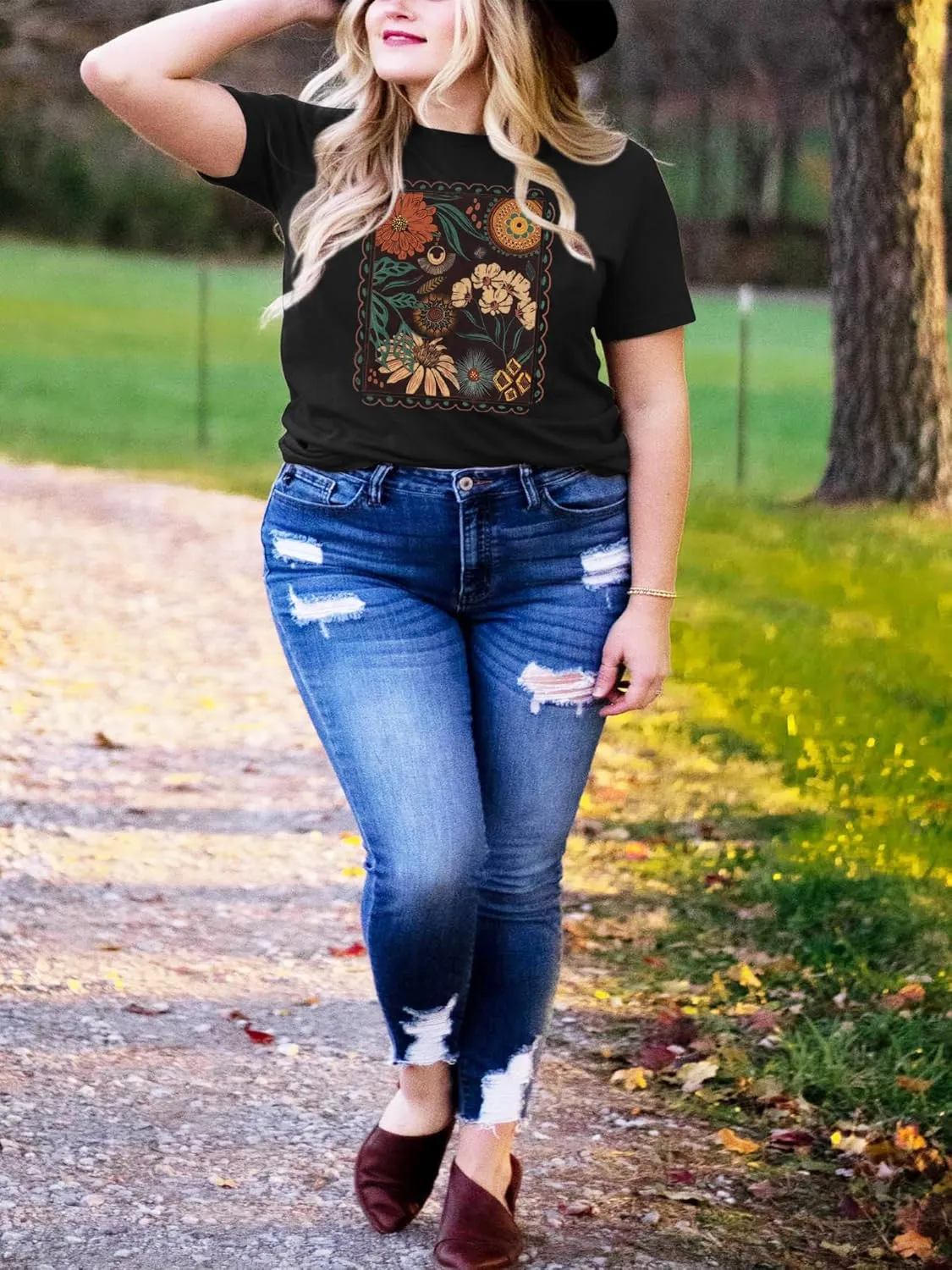 HDLTE Women Plus Size Tops Casual Short Sleeve Graphic Tee Shirts Oversized Tee Tops
