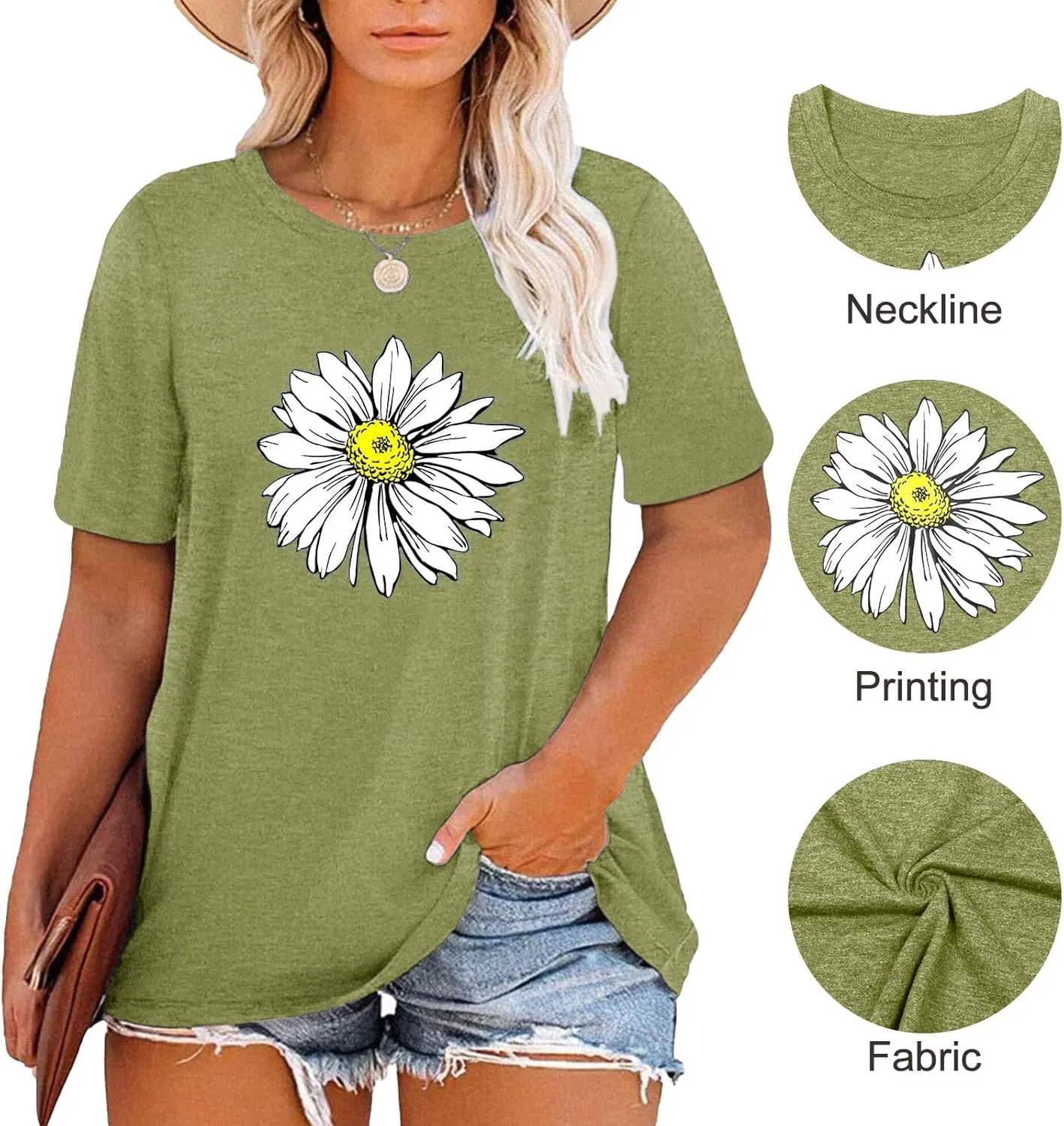 HDLTE Women Plus Size Tops Casual Short Sleeve Graphic Tee Shirts Oversized Tee Tops