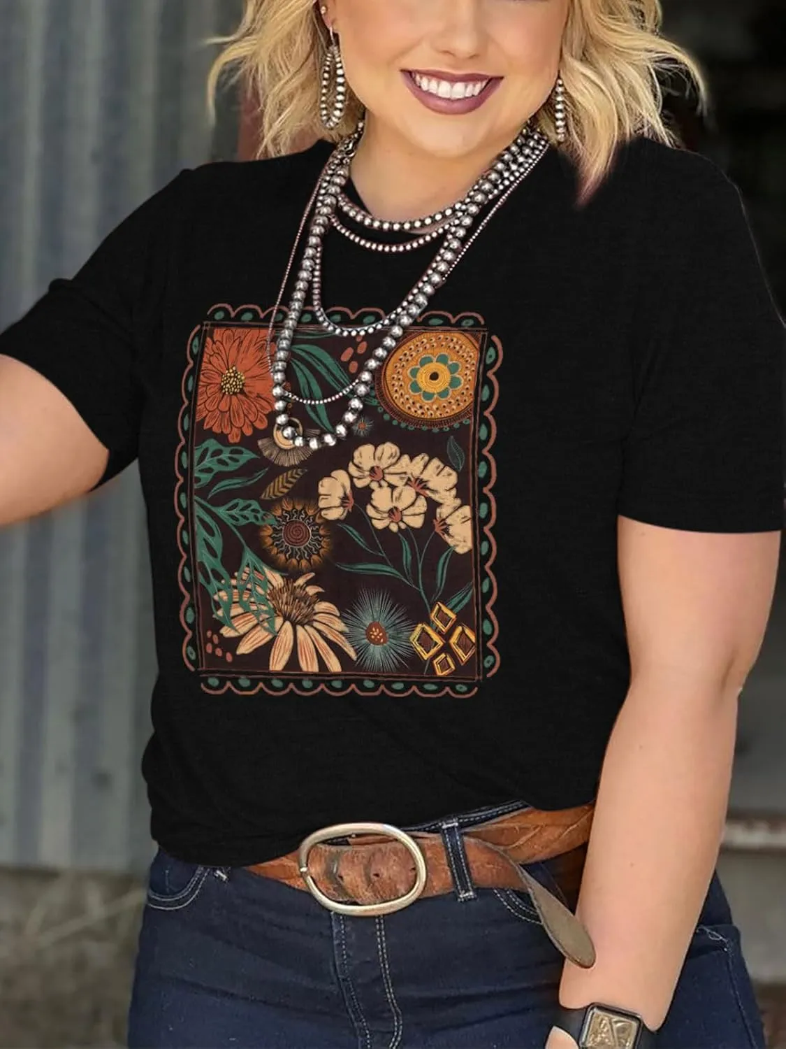 HDLTE Women Plus Size Tops Casual Short Sleeve Graphic Tee Shirts Oversized Tee Tops