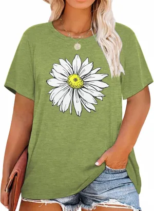 HDLTE Women Plus Size Tops Casual Short Sleeve Graphic Tee Shirts Oversized Tee Tops