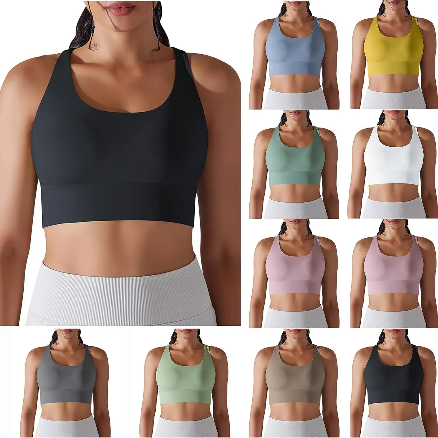 HGps8w Workout Tank Tops for Women Quick Dry Sleeveless Cropped Shirts Sexy Basic Yoga Bra Tanks with Built in Shelf Bra