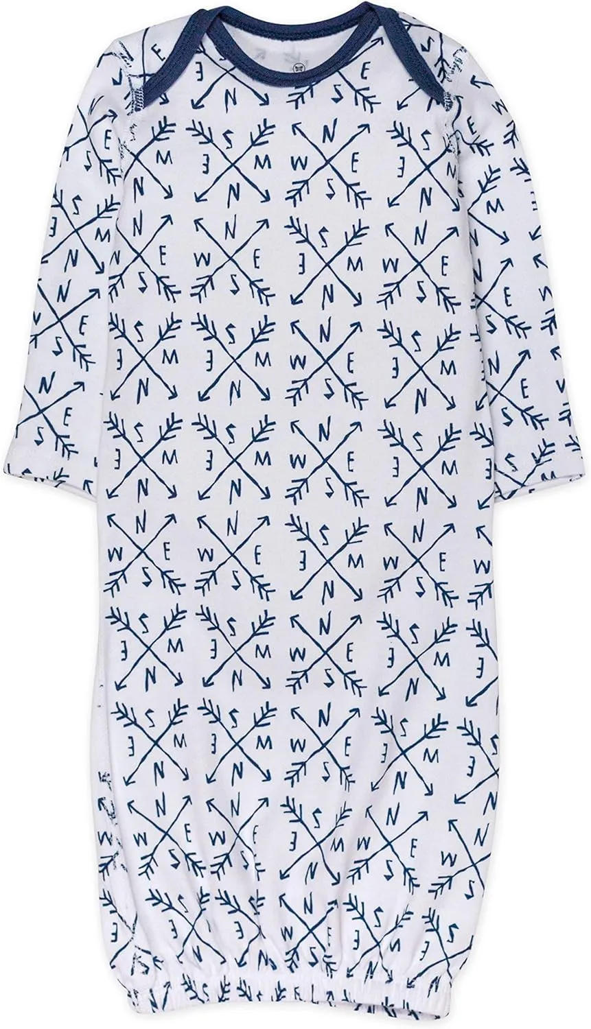 HonestBaby 2-Pack Sleeper Gowns Layette Sets 100% Organic Cotton for Newborn Baby Boys, Girls, Unisex