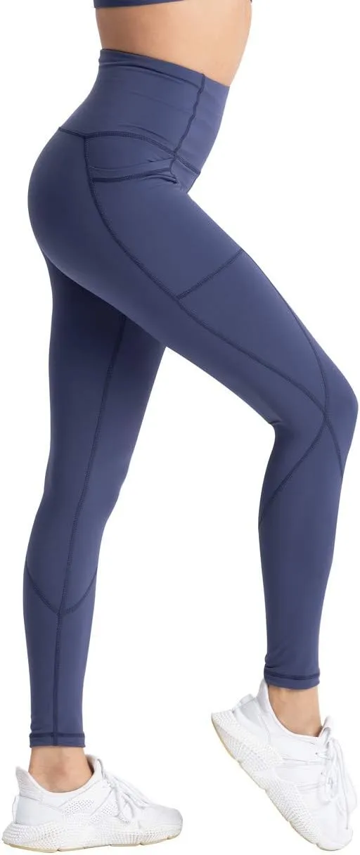 Hopgo Women's High Waist Yoga Pants with Pockets Compression Capri Leggings Tummy Control Workout Tights