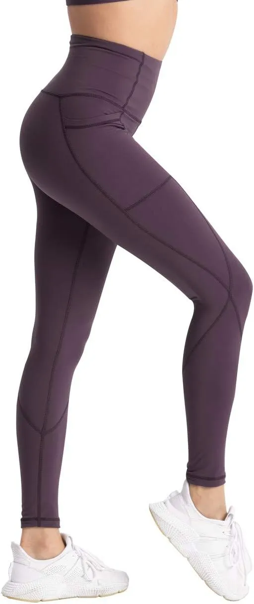Hopgo Women's High Waist Yoga Pants with Pockets Compression Capri Leggings Tummy Control Workout Tights